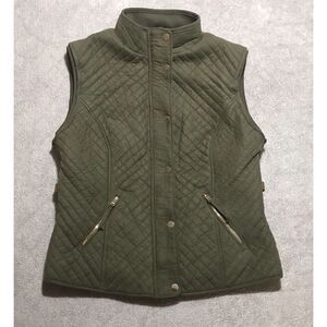 Special‎ One Los Angeles Olive Green Winter Fur Quilted Vest Womens Size Large